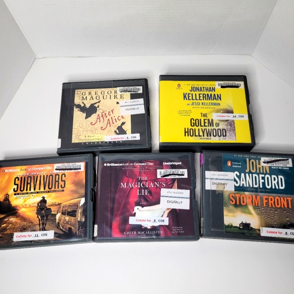 Lot of 5 Audiobooks on CDs Fiction Ex-Library Excellent